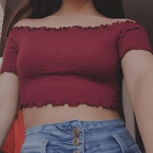 Burgundy off shoulder top